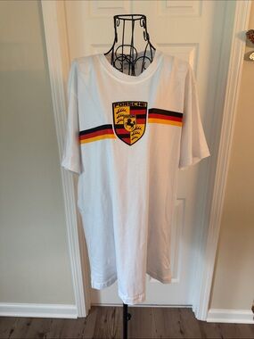 Porsche men’s race White Graphic Tee with German Stripe Logo